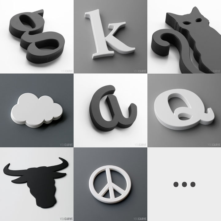 Mosaïque de photos de lettres et formes en PVC