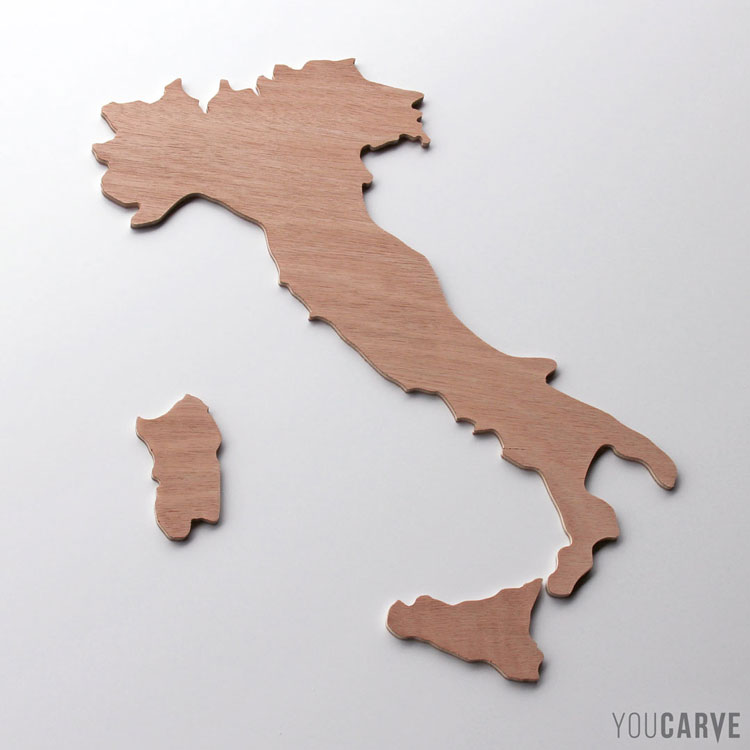 Italie découpée en bois (contre-plaqué okoumé ép. 5 mm)
