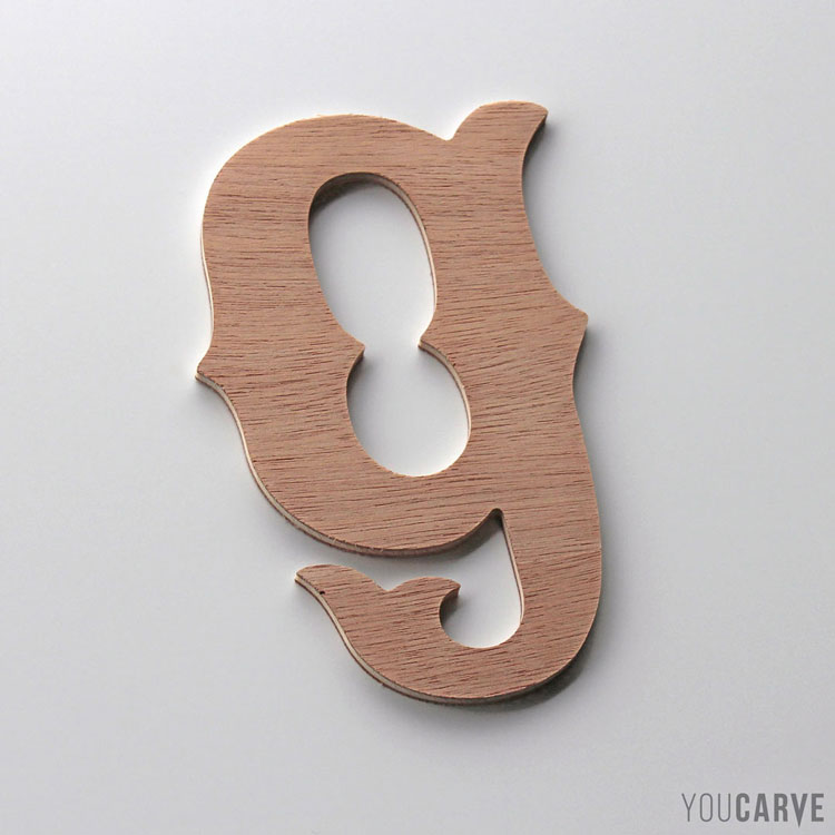 Lettre g en bois (contreplaqué okoumé ép. 5 mm)