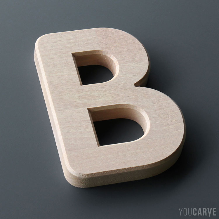 Lettre B en bois (hêtre lamellé-collé ép. 19 mm)