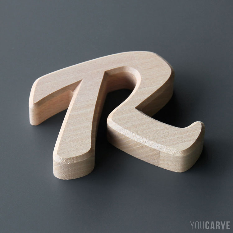 Lettre R en bois (hêtre lamellé-collé ép. 19 mm)