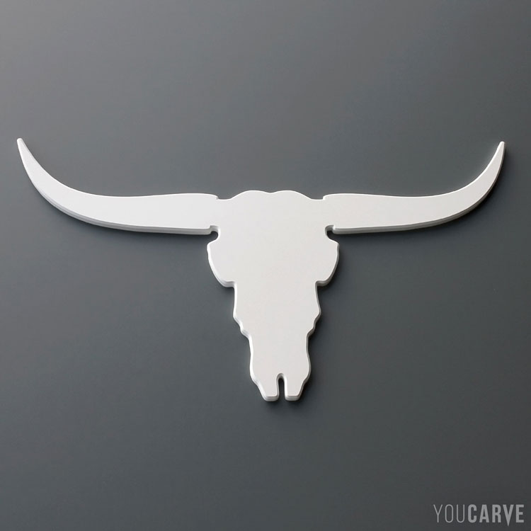 Silhouette de crâne de buffle/taureau en PVC expansé blanc ép. 10 mm
