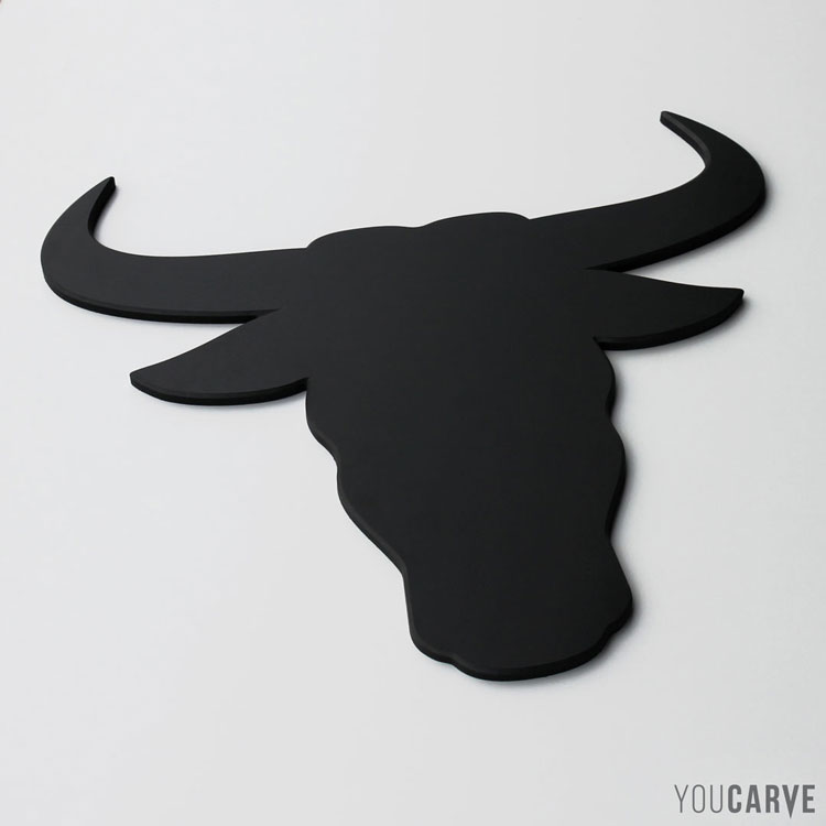 Tête de taureau décorative en PVC expansé noir