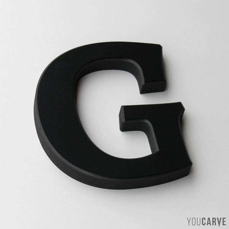 Lettre G en PVC expansé noir ép. 19 mm