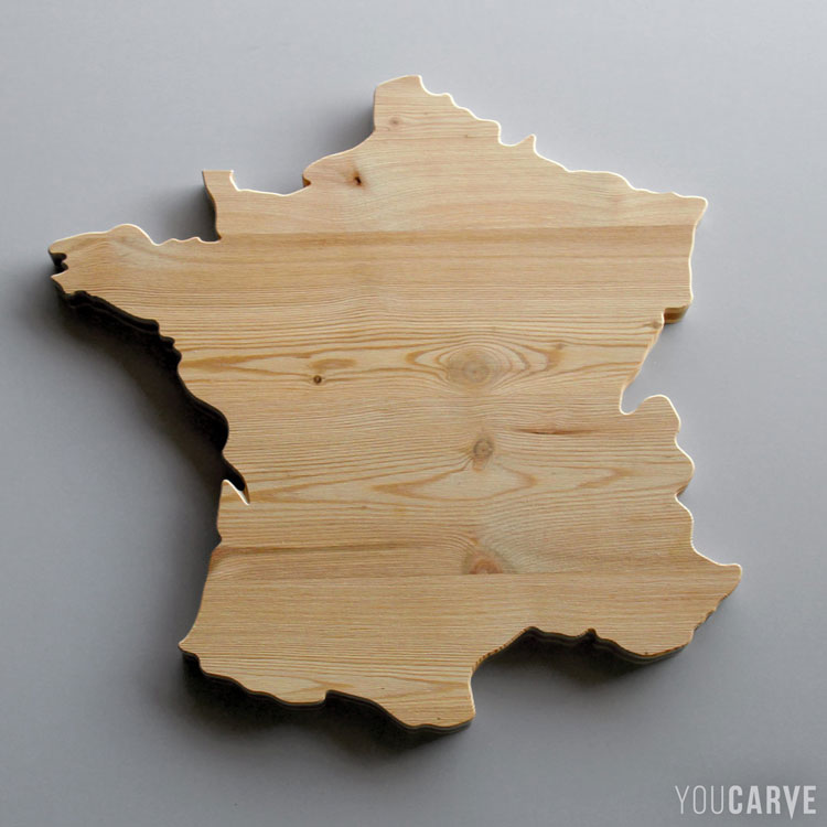 Carte de France en bois (mélèze 3 plis ép. 19 mm)