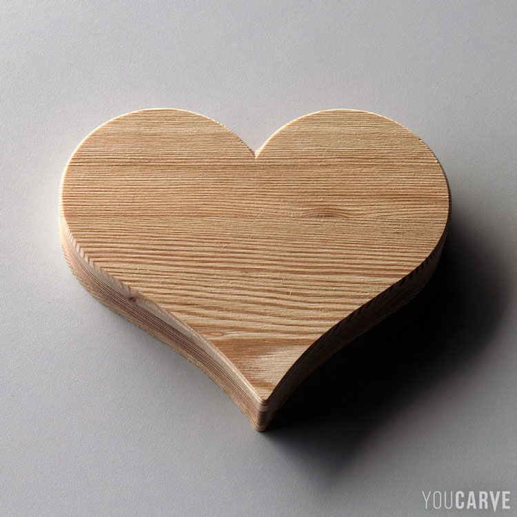 Forme de cœur en bois (mélèze 3 plis ép. 19 mm)
