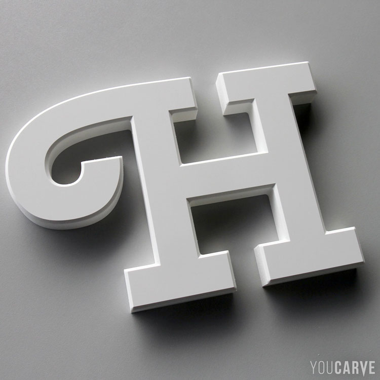 Lettre H en PVC expansé blanc ép. 19 mm
