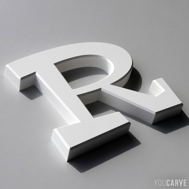 Lettre R en PVC expansé blanc ép. 19 mm